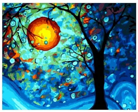 Full Moon Painting By Do It Yourself Kit Paint By Number Kit Etsy
