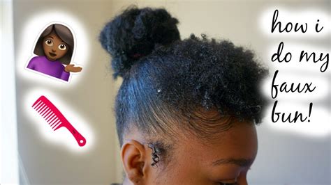 You'll have a little bun at the top, depending on how long your hair is. How To: Easy Faux Bun W/ Bangs || 4B/4C Natural Hair ...