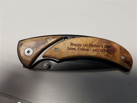 Personalized 45 Hudson Wood Inlay Pocket Knife With Clip Lazer Designs