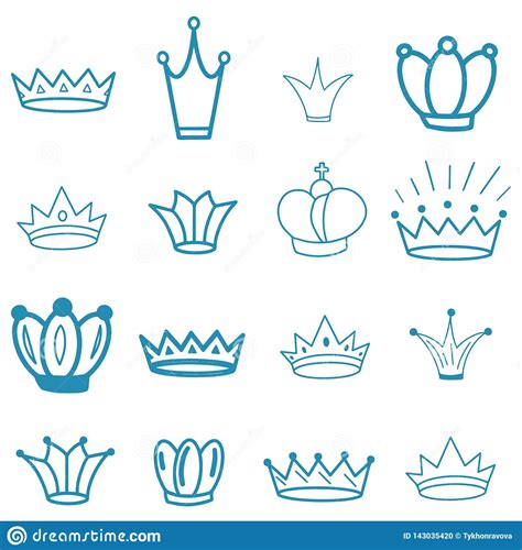Blue Crowns Tiara Diadem Sketch Crown Hand Drawn Queen Tiara King