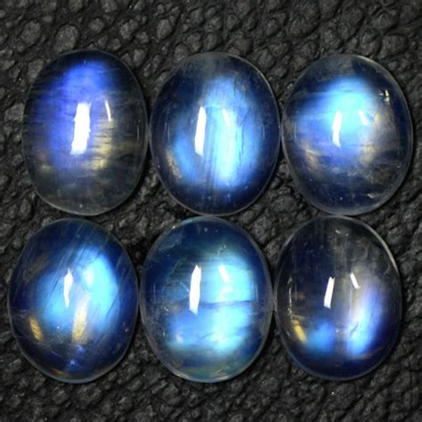 1618 Cts Natural Lustrous Blue Fire Rainbow Moonstone Oval Lot 10x8mm