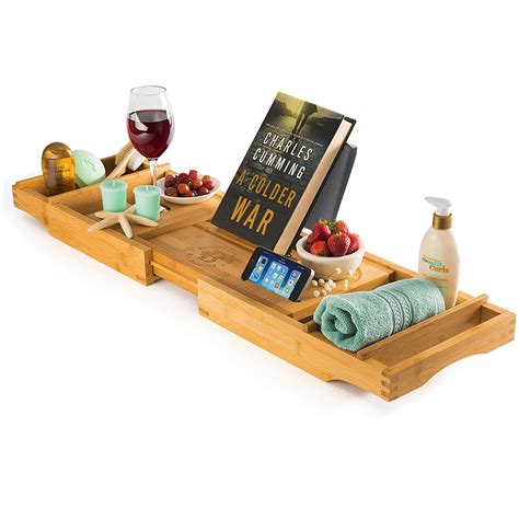 Get this bathtub tray and have everything ready at your grasp while you are relaxing in your bathtub. Bambüsi + Luxury Bamboo Bathtub Caddy Tray