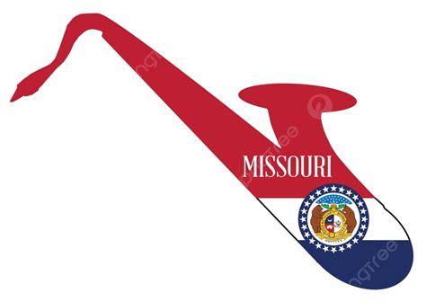 Siluet Saksofon Dengan Ikon Bendera Missouri Ilustrasi Musik Instrumen