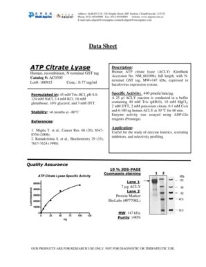 Fillable Online Data Sheet Atp Citrate Lyase Fax Email Print Pdffiller