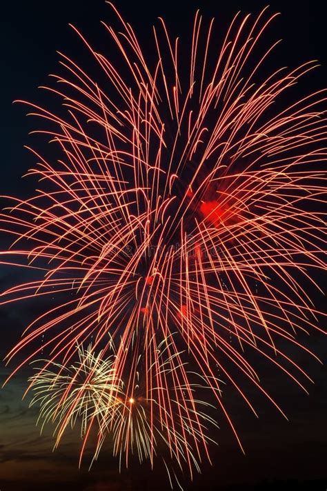 Brightly Colorful Fireworks In The Night Sky Stock Photo Image Of