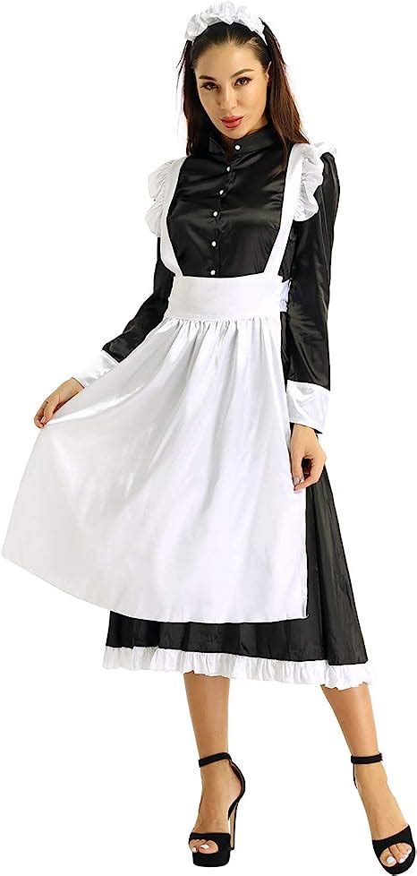 Tssoe Women Victorian Maid Dress Pilgrim Pioneer Costume Colonial Fancy Dress With