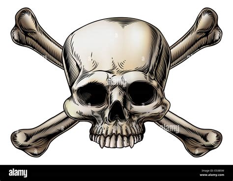 cráneo y huesos cruzados con cráneo de dibujo en el centro de los huesos cruzados fotografía de