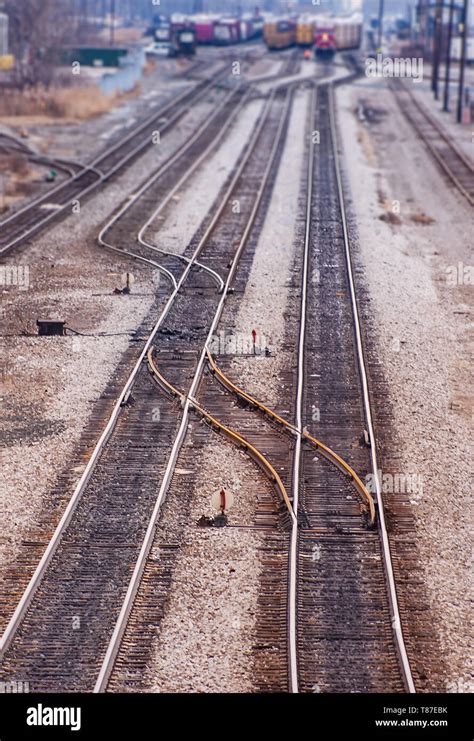 Main Line Train Track Switches And Yard Stock Photo Alamy