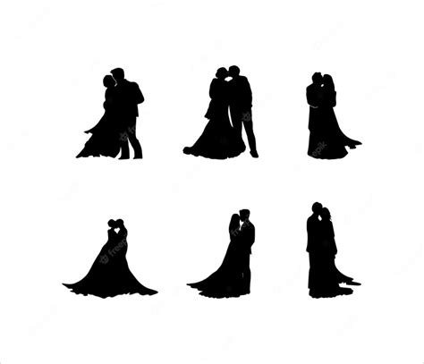 premium vector romantic couple kissing silhouette illustrations collection