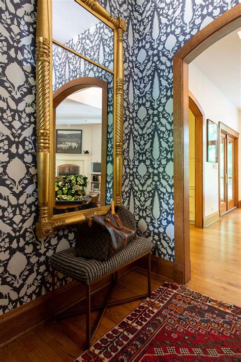 Traditional Meeting Bold Modern Hallway With Wallpaper Wallpaper