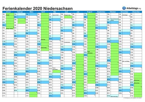 Kalenderpedia bietet ihnen viele vorlagen. Ferien Niedersachsen 2020, 2021