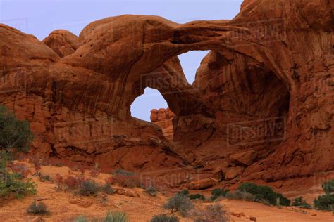 The Double Arch In Arches National Park Utah Stock Photo Dissolve