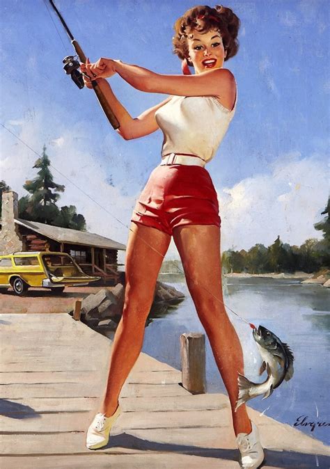 Sexy Fishing Girl Pop Art Pin Up Vintage Poster Classic