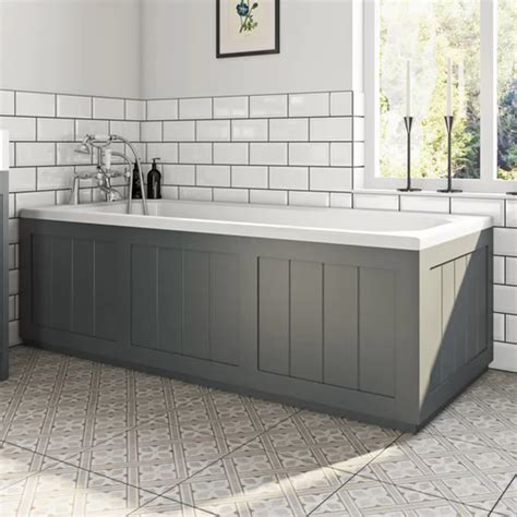 Orchard Dulwich Stone Grey Wooden Bath Front Panel 1700mm Wooden Bath