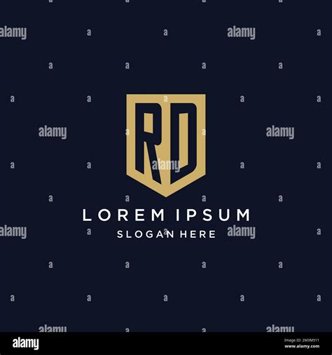 Rd Monogram Initials Logo Design With Shield Icon Template Stock Vector