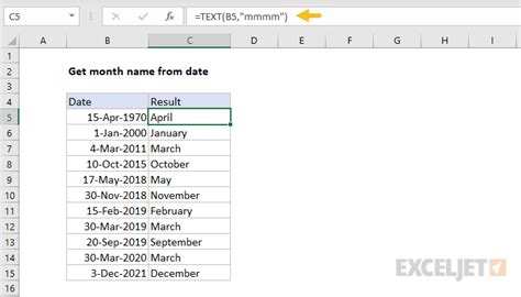 Get Month Name From Date Excel Formula Exceljet