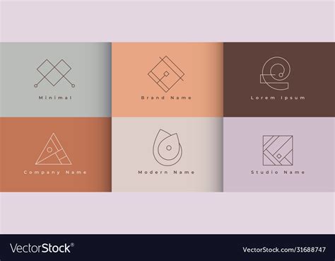 Minimal Logo Collection In Geometric Style Design Vector Image