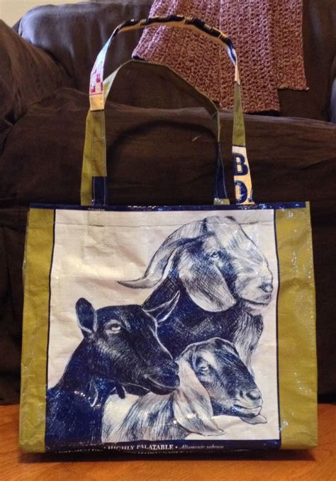 Repurposed Recycled Upcycled Goat Feed Bag Tote Boer Nanny Billy Goat Goat Bag Feed