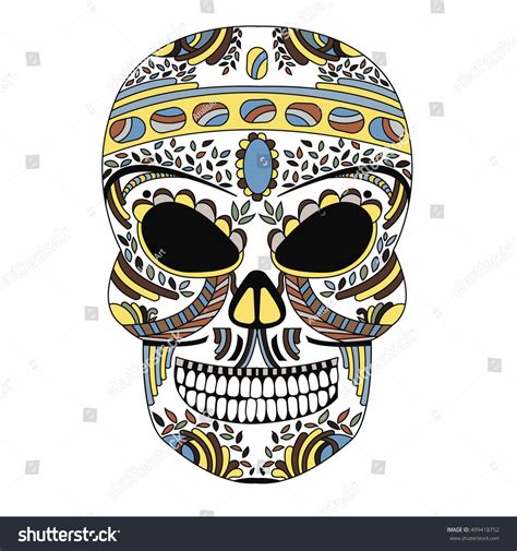 Ornate Skull Style Zentangl Doodle Stock Vector Royalty Free