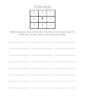 9 Letter Word Puzzles by My Minimalist Classroom  TpT