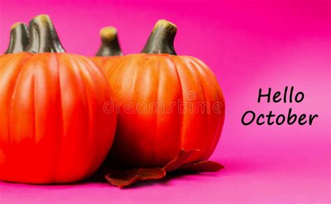 Autumnal Background Text Hello October Stock Photo Image Of Hello