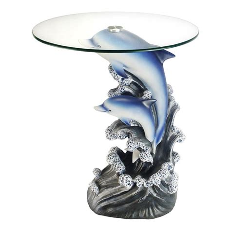 Ore International 24 Glass Top Dolphin End Table