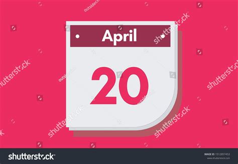 April 20th Calendar Icon Day 20 Of Month Royalty Free Stock Vector