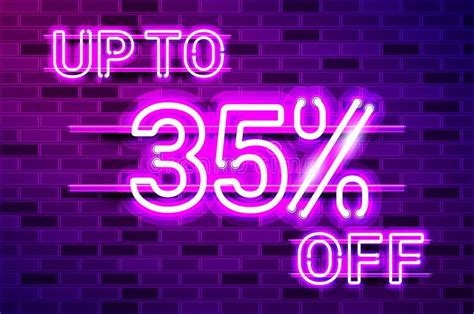 Up To 35 Percent Off Glowing Purple Neon Lamp Sign Stock Illustration