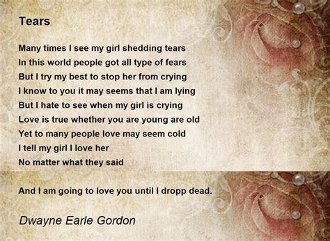 Tears Tears Poem By Dwayne Gordon
