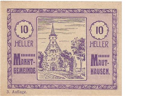 A municipality of upper austria, austria. 10 Heller (Mauthausen) - Market Town of Mauthausen - Numista