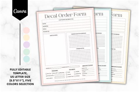 Custom Decal Order Form Template 2 Graphic By Sundiva Design · Creative