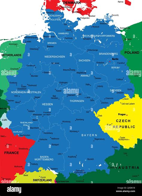 Highly Detailed Vector Map Of Germany With Administrative Regions Main