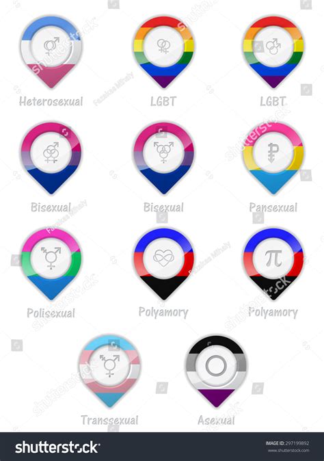 Sexual Orientation Symbols Flags Represented Pointers Vector De Stock