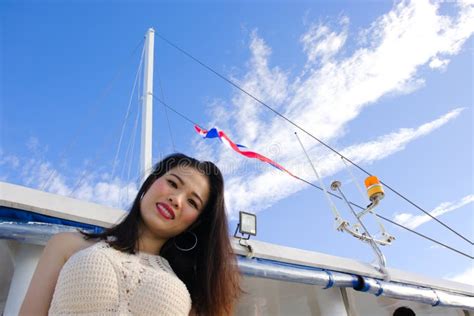 Portrait Woman On Yacht Deck Stock Image Image Of Lady Cruise 210980091