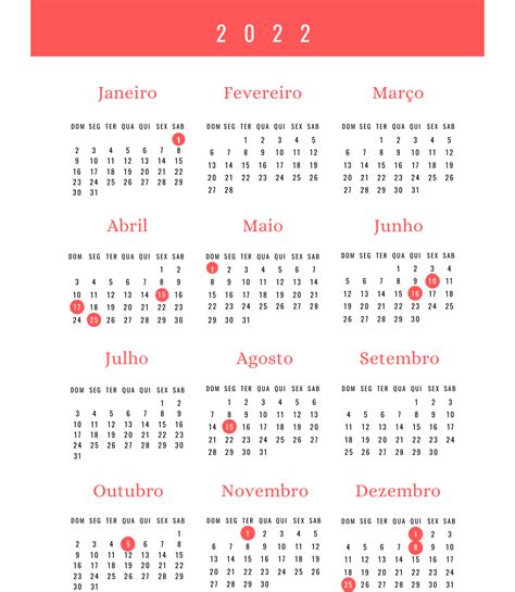 Calendario 2022 Portugues