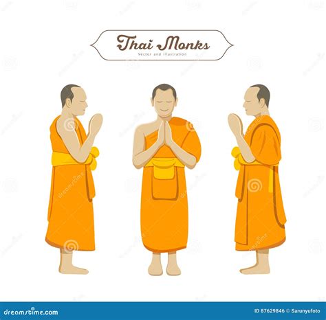 Thai Monks Greetings Collections Stock Vector Illustration Of Monk
