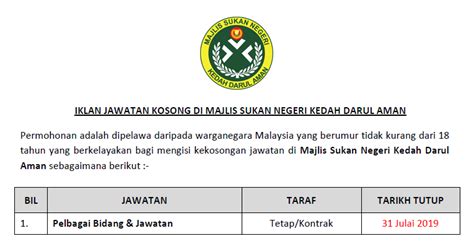 Menjadikan sarawak sebagai kuasa sukan di malaysia, msns perlu memainkan peranan yang proaktif dalam pembangunan sukan di negeri sarawak. Jawatan Kosong di Majlis Sukan Negeri Kedah - Tetap ...