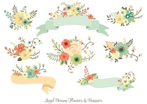Hand Drawn Flowers And Banners ~ Illustrations ~ Creative Market
