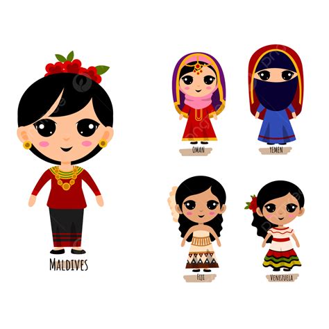 South America Map Clipart Hd PNG, Set Of People In Traditional South