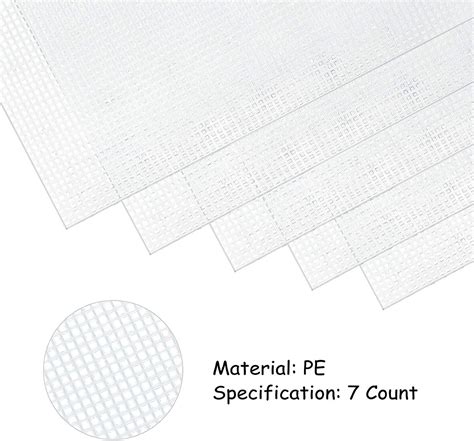 5 Pieces 7 Count Plastic Mesh Canvas Sheets For Embroidery Acrylic