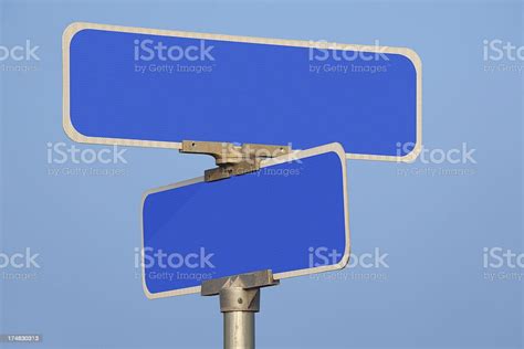 Blank Blue Street Sign Stock Photo Download Image Now Backgrounds