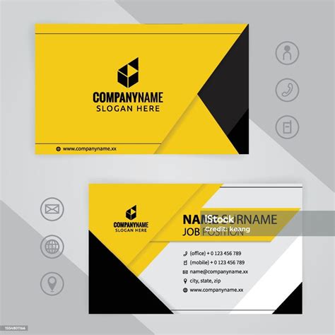 Set Of Yellow And Black Modern Corporate Business Card Design Templates