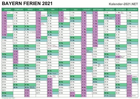 Jahreskalender 2021 Bayern Mit Ferien Und Feiertagen The Beste Kalender