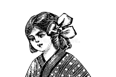 Portrait Of A Little Girl Vintage Illustration Stock Illustration