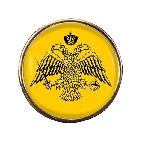 UK Gift Shop Mount Athos Greek Orthodox Church Round Pin Badge