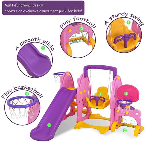 Buy Uenjoy 4 In 1 Slide And Swing Set For Toddlers With Indoor Outdoor