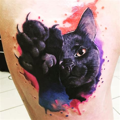Cat Realistic Watercolor Aquarell Tattoo Beauty By Ritchey Tattoo