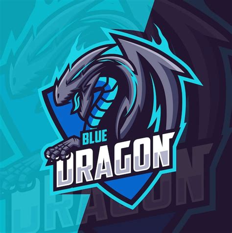 Premium Vector Blue Dragon Mascot Esport Logo