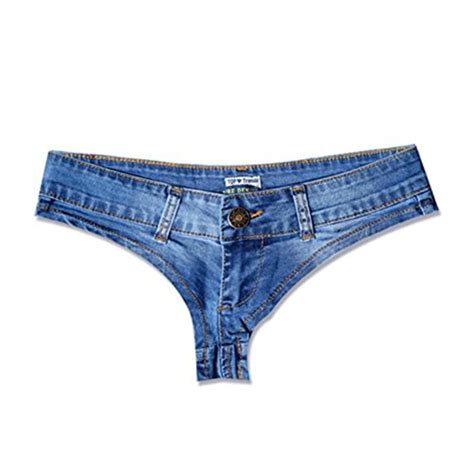 Vograce Womens Low Rise Mini Denim Shorts Denim Thong Cheeky Jeans Shorts X Largeus 8 Blue A