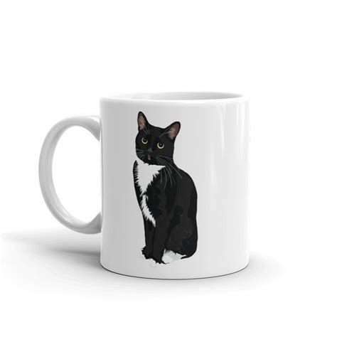 Tuxedo Cat Mug Black And White Cat Cool Cat Creations Cat Etsy